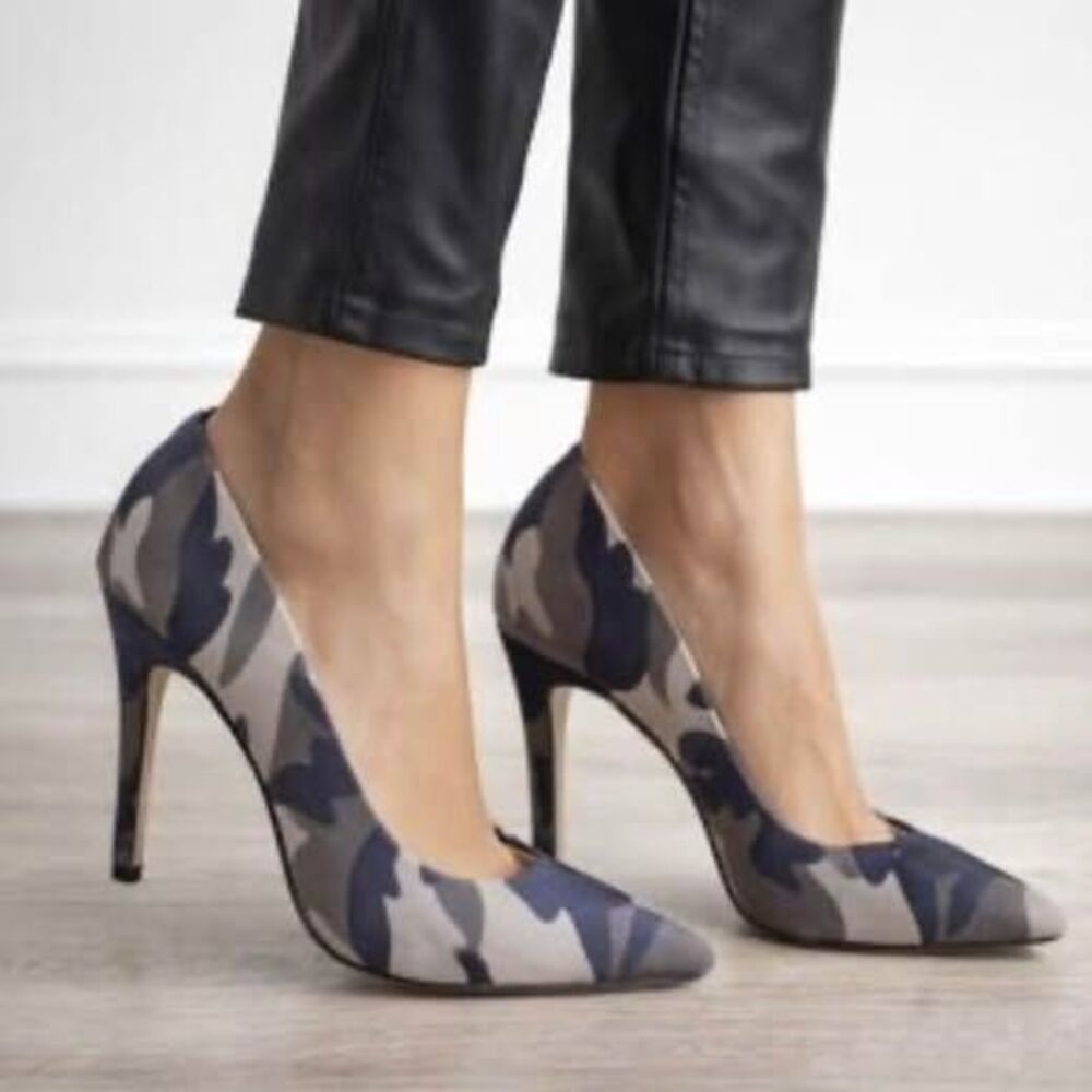 Jessica Simpson Wraye Camouflage High Heels Sz 9.5 Green Brown Blue Fall